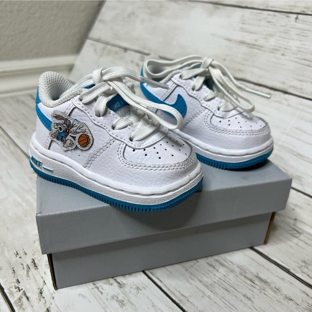 Nike Kids White and Blue Cartoon Sneakers